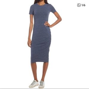 Treasure & Bond Navy Ruched Side Body-Con Dress